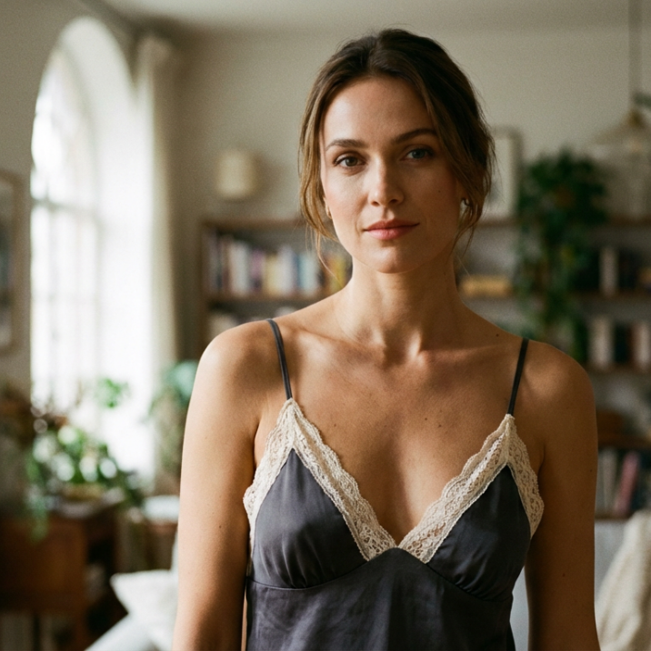 Wearing Deep V-Necks: Adding Layers with Lace Edges Without Overexposure