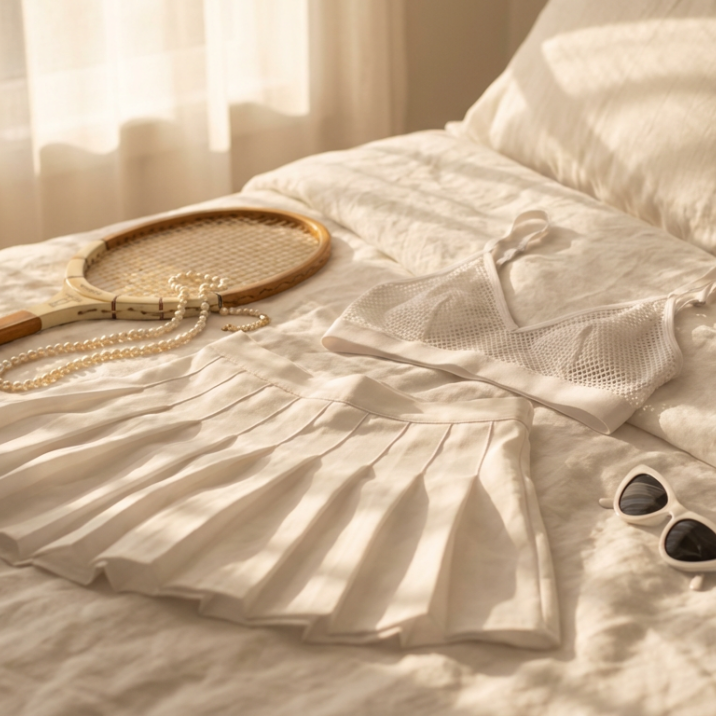 Tenniscore Invades Lingerie: Pleated Skirt Hems and Sporty Bras