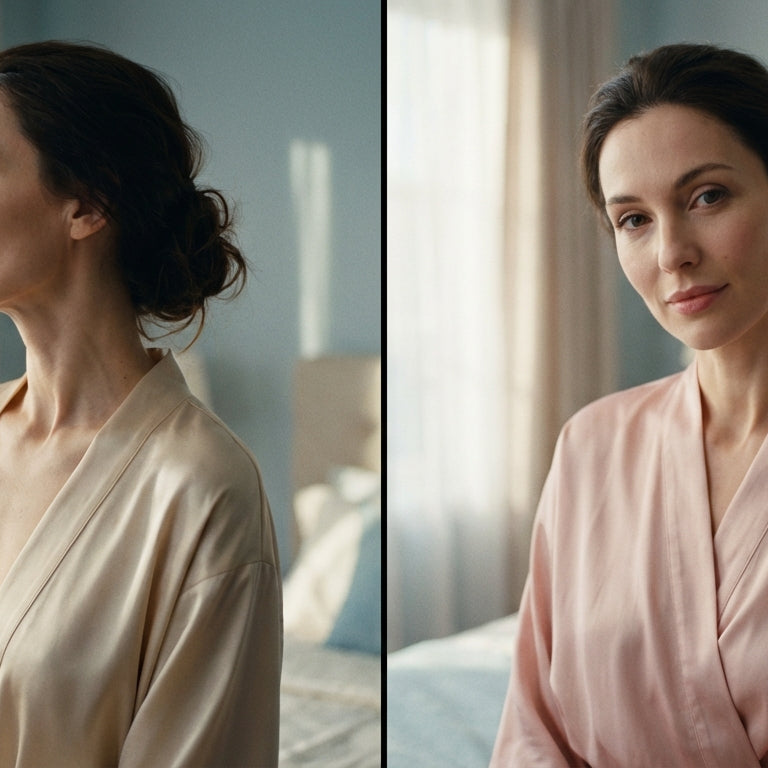 How Robe Necklines Alter Face Shape Perception: V-Neck vs. Kimono Collar