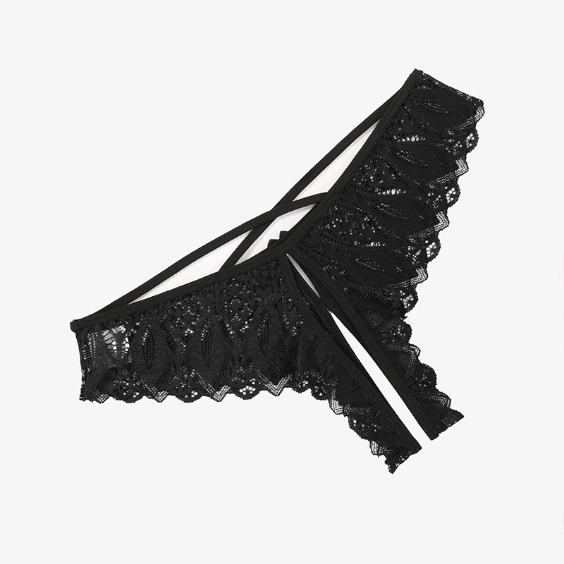 Avidlove Criss Cross black lace hipster underwear with cross-strap design