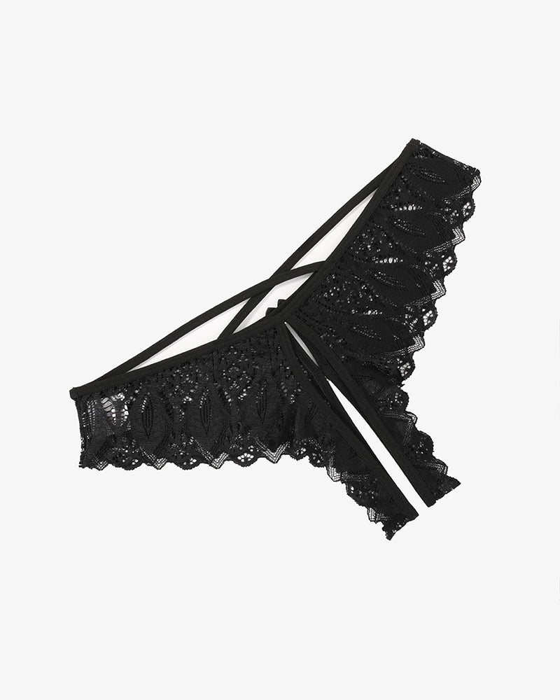 Avidlove Criss Cross black lace hipster underwear with cross-strap design