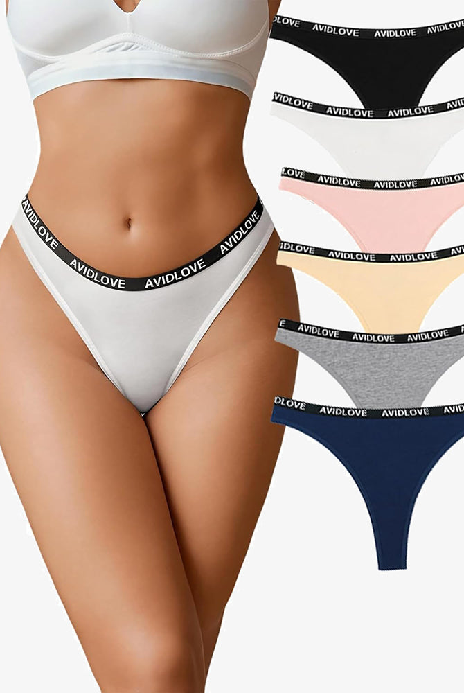 Avidlove cotton thong panties in various colors. Low-rise, breathable, and comfortable lingerie.