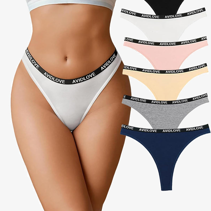 Avidlove cotton thong panties in various colors. Low-rise, breathable, and comfortable lingerie.