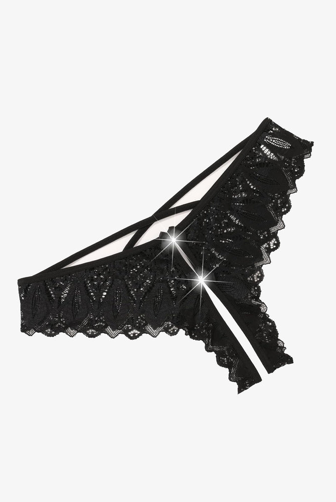 Black lace Avidlove Criss Cross Hipster Underwear, cross-strap design, for sweet nights.