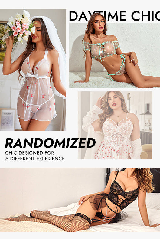Avidlove Blind Box: Mixed lingerie styles (white, floral, black lace) for a randomized surprise.