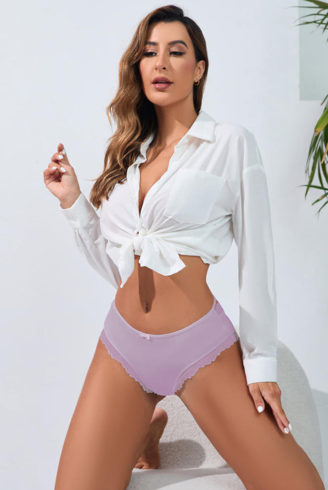 Lace-trim crisscross back panties in light lavender