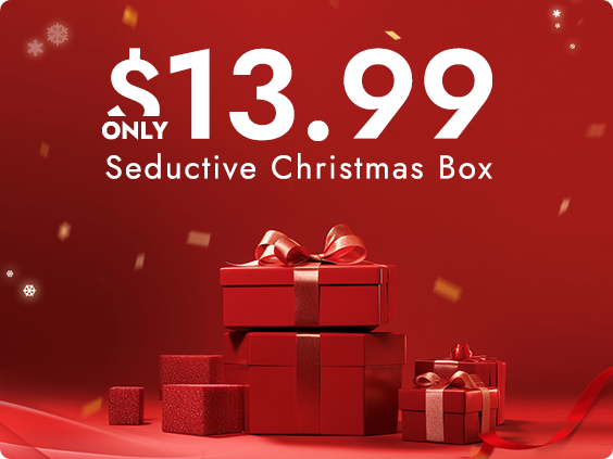 Seductive Christmas Box for $13.99. Red gift boxes with ribbon, perfect holiday lingerie surprise.