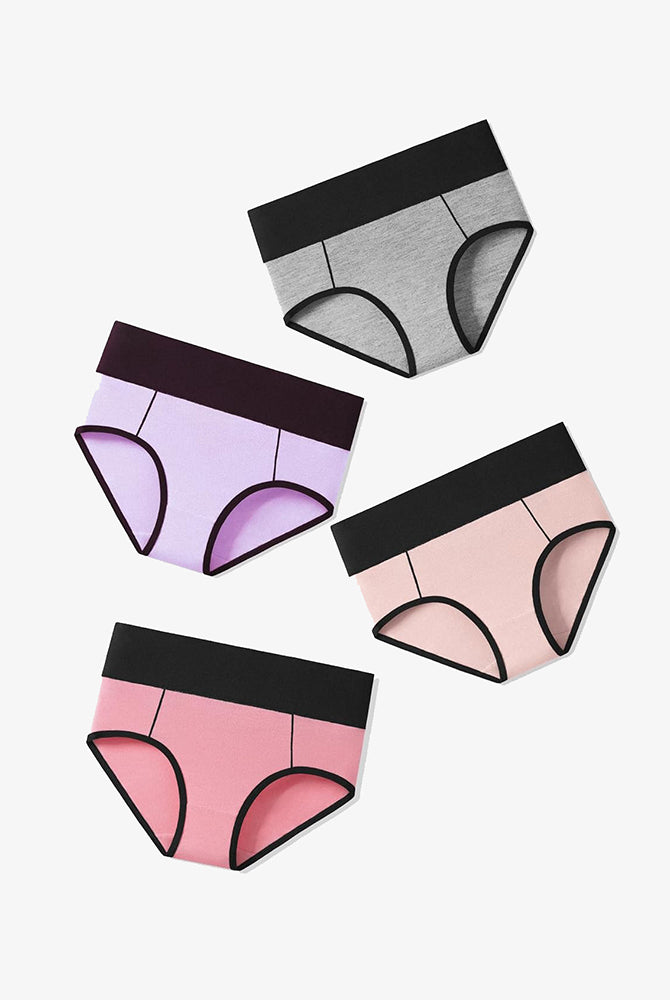 Avidlove High-Waist Cotton Hipster Panties in Various Colors, Color-Clash Design, Comfortable Fit