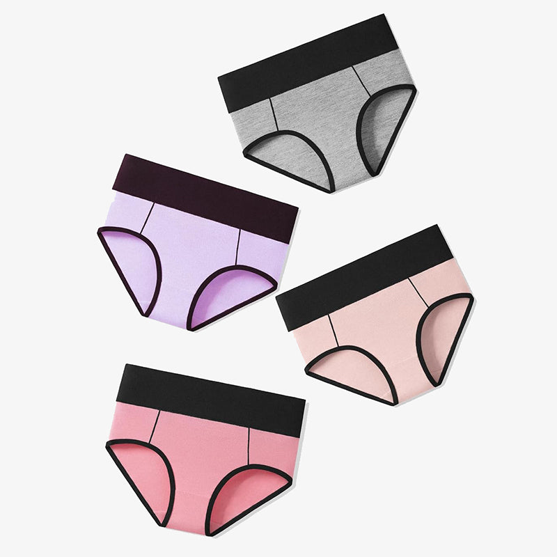 Avidlove High-Waist Cotton Hipster Panties in Various Colors, Color-Clash Design, Comfortable Fit