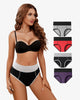 High-waist cotton hipster panties in various colors, featuring a comfortable, color-clash design.