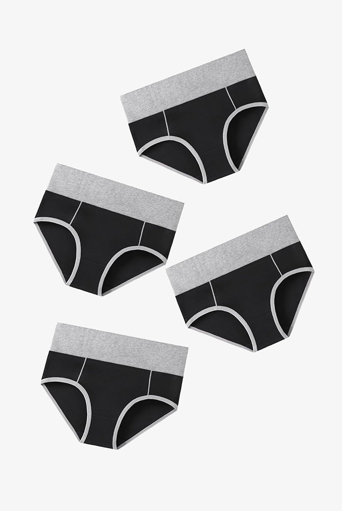 Avidlove High-Waist Cotton Hipster Panties in Black and Grey, Comfortable Fit, Color-Clash Design