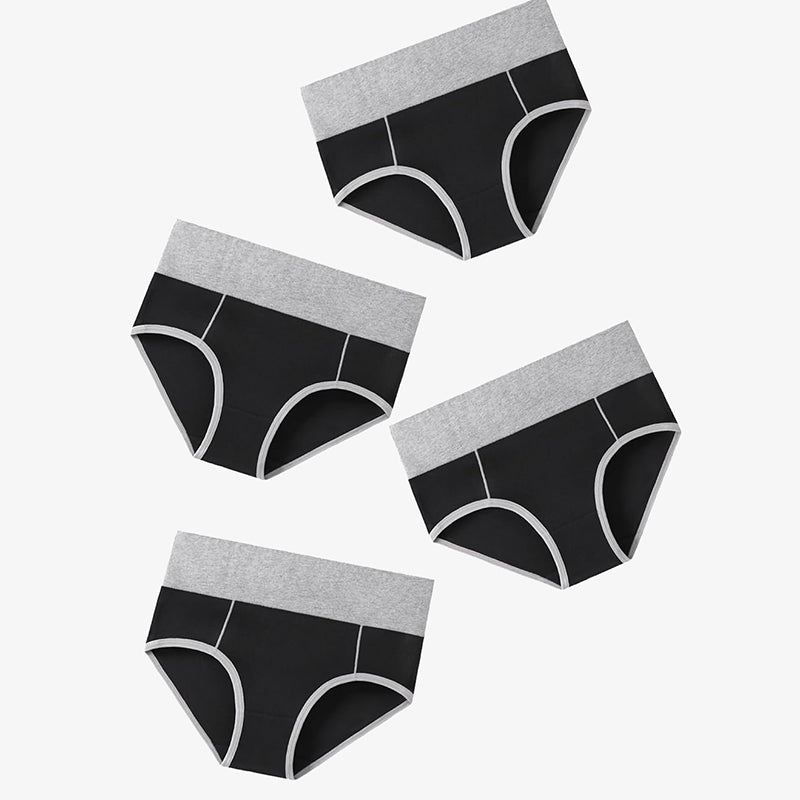 Avidlove High-Waist Cotton Hipster Panties in Black and Grey, Comfortable Fit, Color-Clash Design