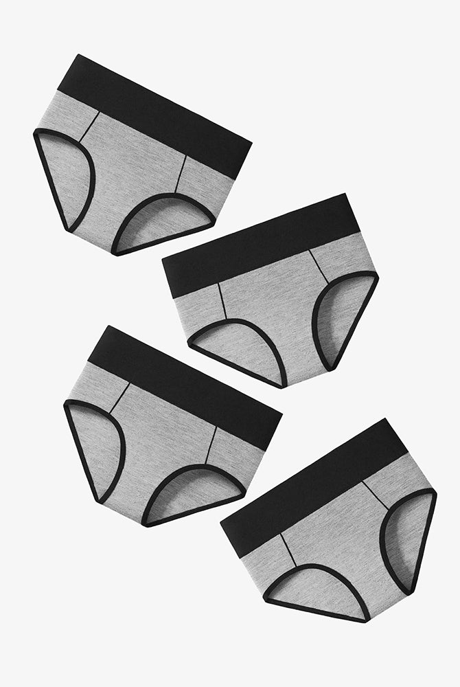 Avidlove High-Waist Cotton Hipster Panties in Grey and Black, Comfortable Fit, Color-Clash Design