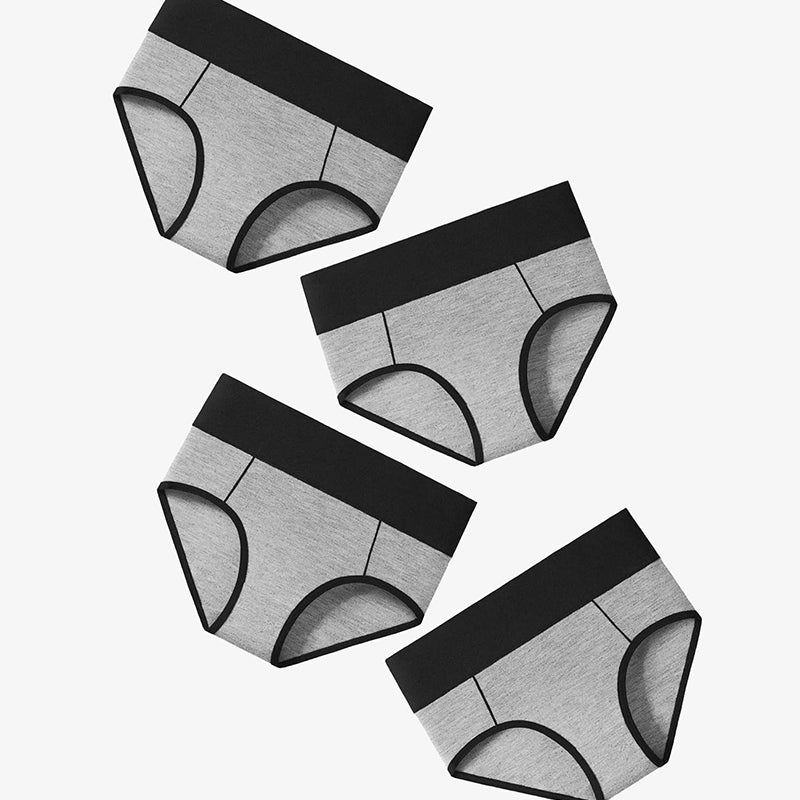 Avidlove High-Waist Cotton Hipster Panties in Grey and Black, Comfortable Fit, Color-Clash Design