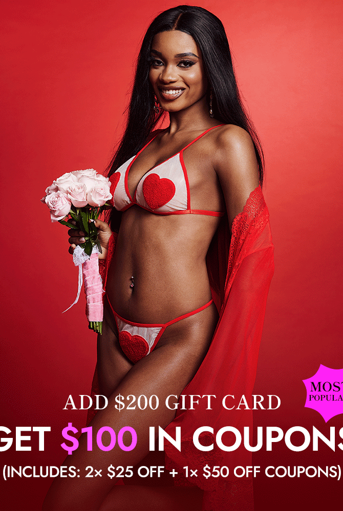 Red lace bra and thong lingerie set with sheer red robe