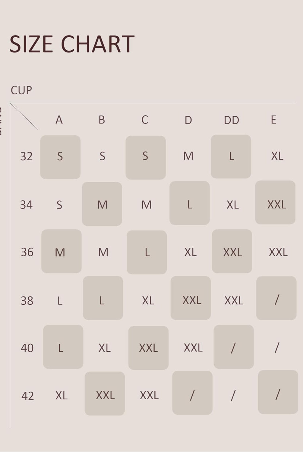 Sheer Mesh Unlined Underwire Bra size chart, cup and band size guide.