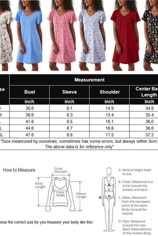 Two-pack nightshirt sleep dresses in floral, solid, and patterned prints.