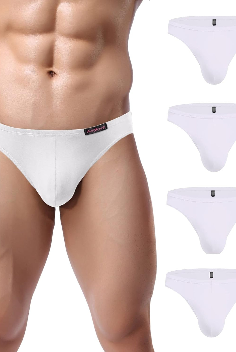 Men's low-rise hip briefs, white