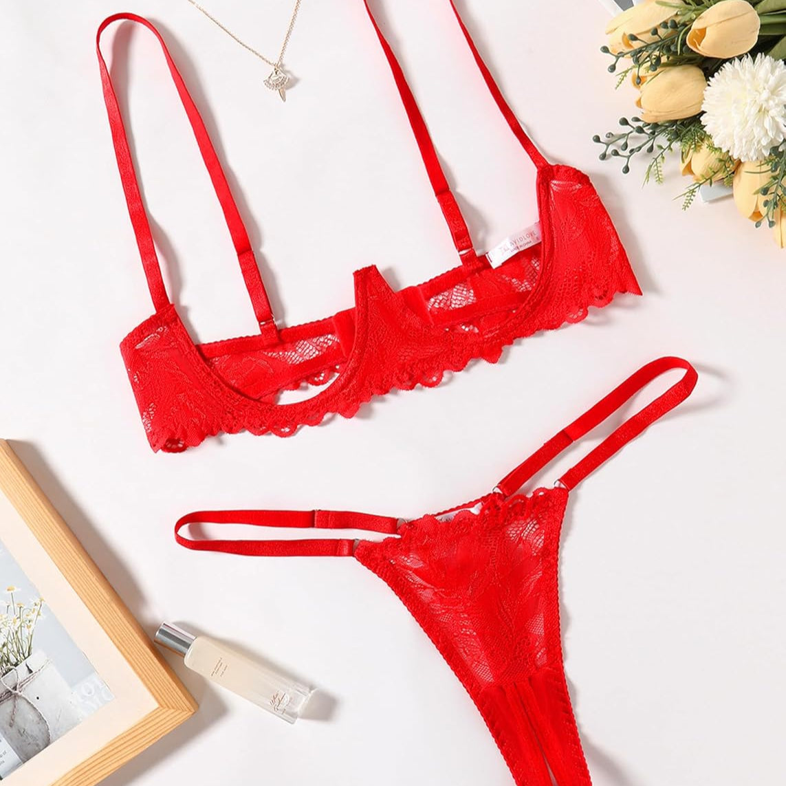 Lace Bra and Panty Underwire Lingerie Set