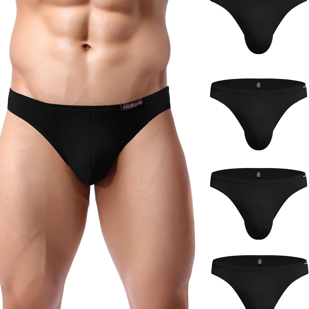 Men's low-rise hip briefs in black color