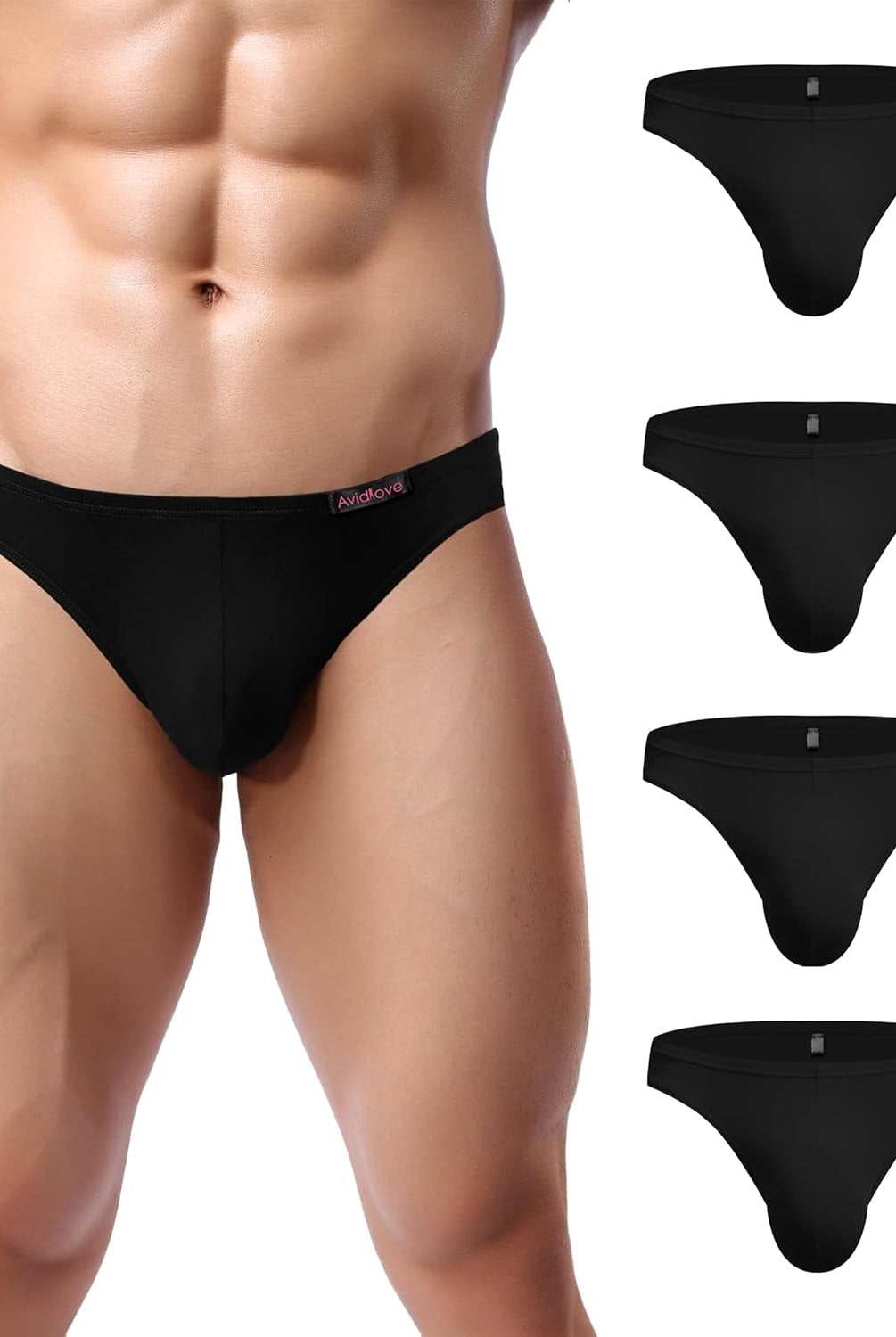Men's low-rise hip briefs in black color