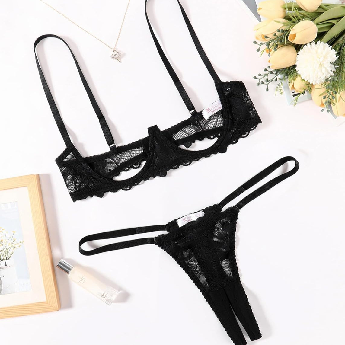 Lace Bra and Panty Underwire Lingerie Set