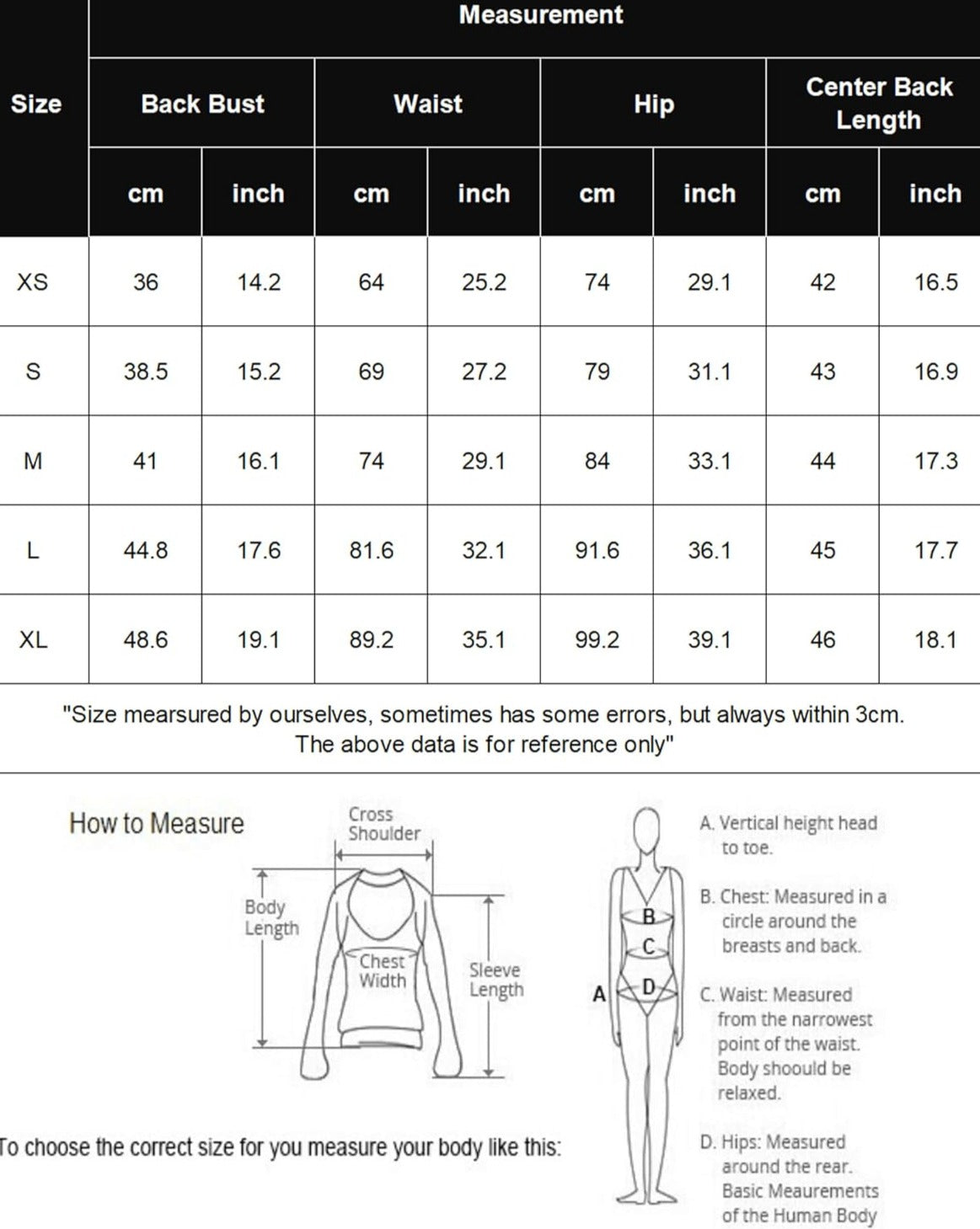 Snap Crotch Teddy Garter Set Size Chart: Measurements in CM/Inches, plus Body Measuring Guide.