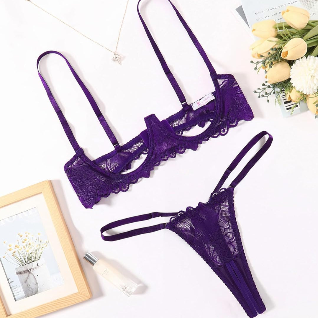 Lace Bra and Panty Underwire Lingerie Set