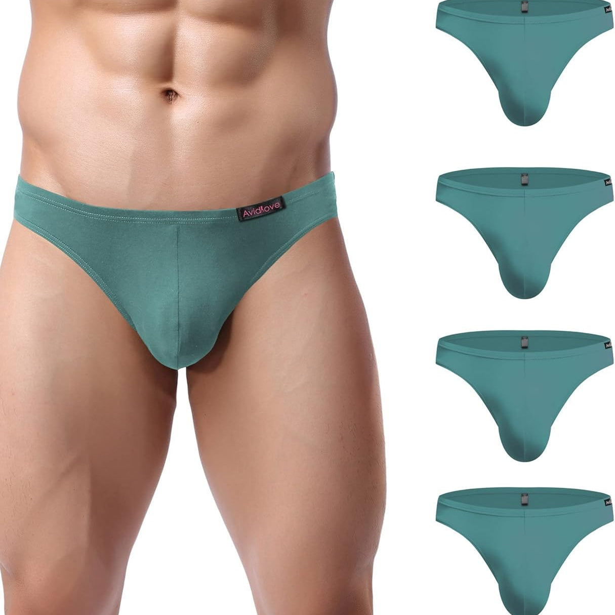 Men's low-rise hip briefs, teal