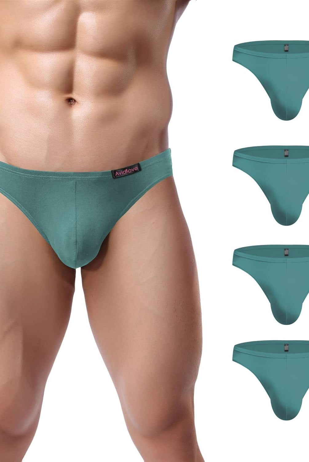 Men's low-rise hip briefs, teal