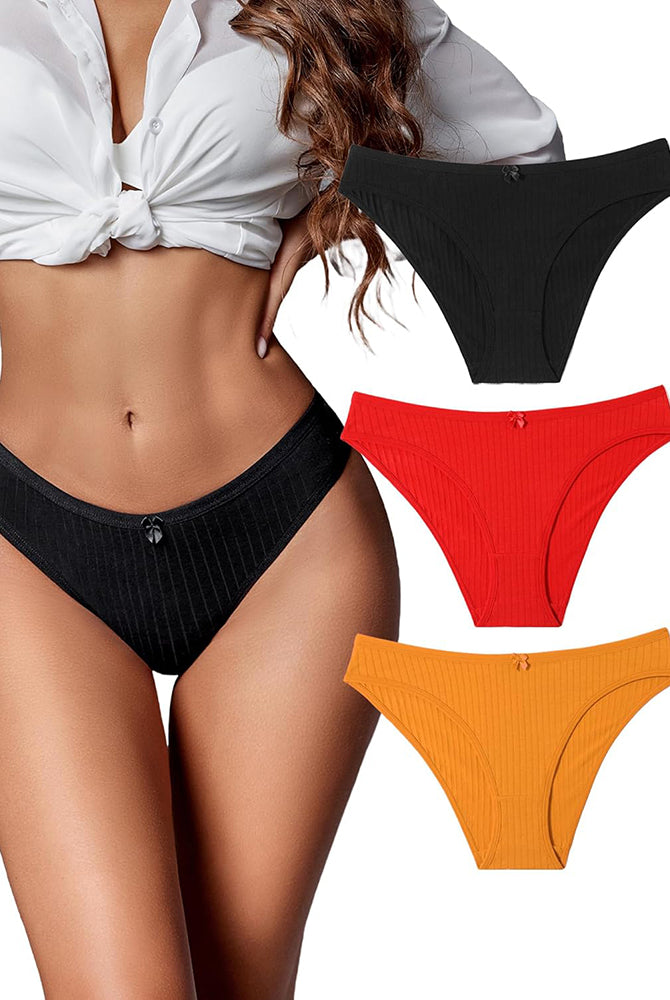 Cotton Ribbed Hipster Panties: black, red, orange, ribbed, low-rise, comfortable