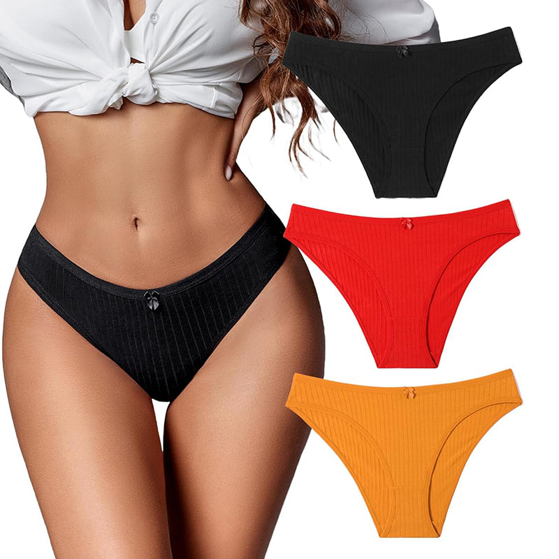 Cotton Ribbed Hipster Panties: black, red, orange, ribbed, low-rise, comfortable