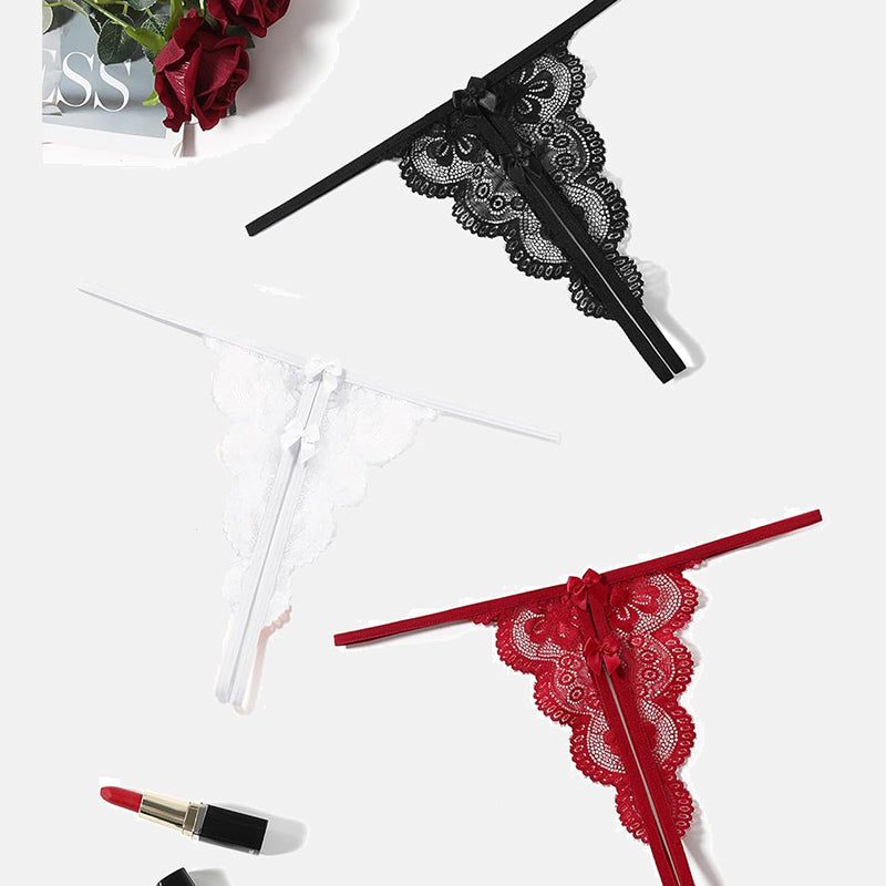 Avidlove lace thongs in black, white, and red, low-rise, butterfly design, sexy lingerie.
