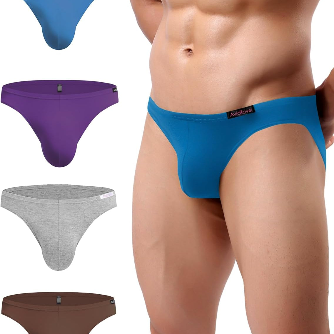 Men's low-rise hip briefs, blue
