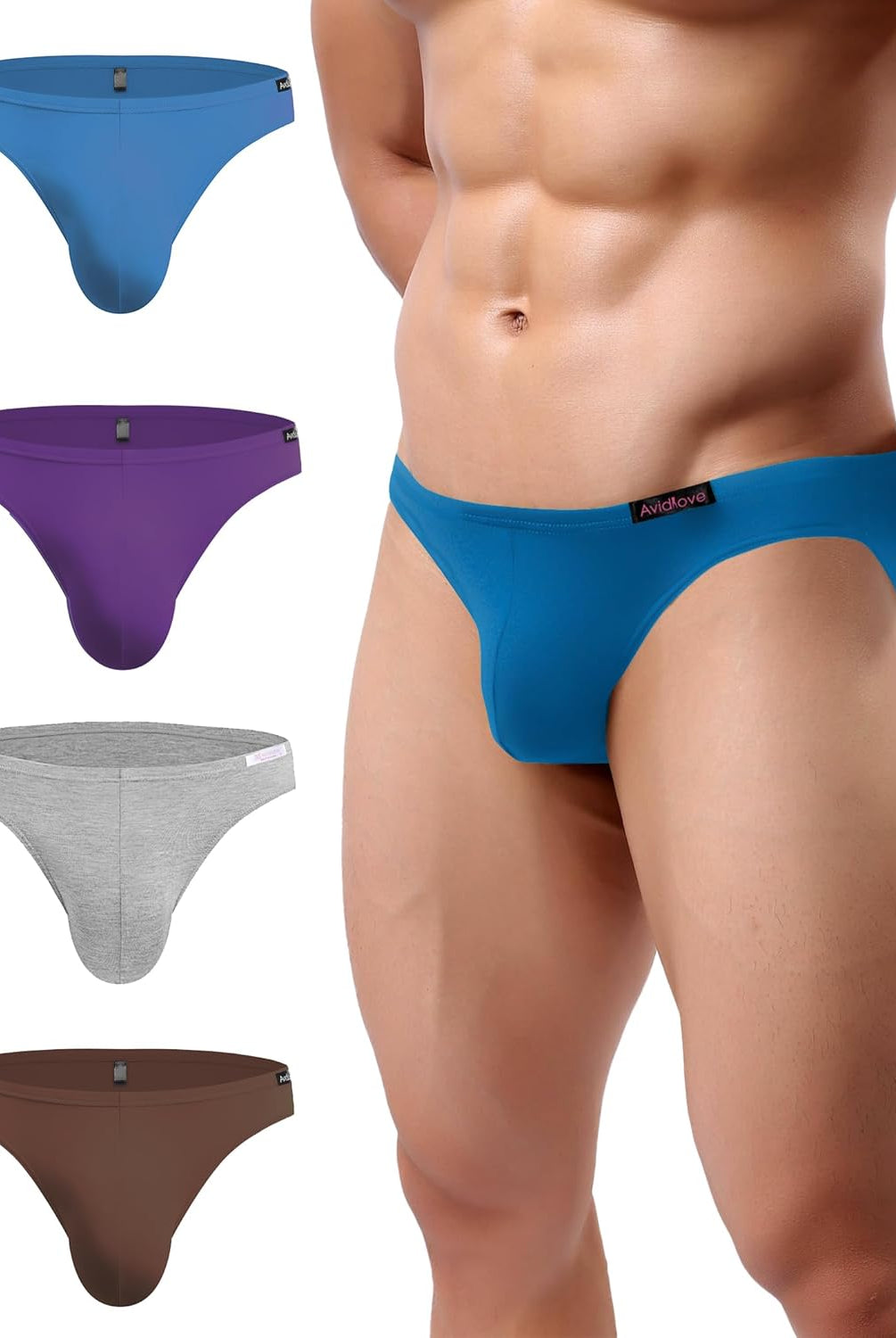 Men's low-rise hip briefs, blue