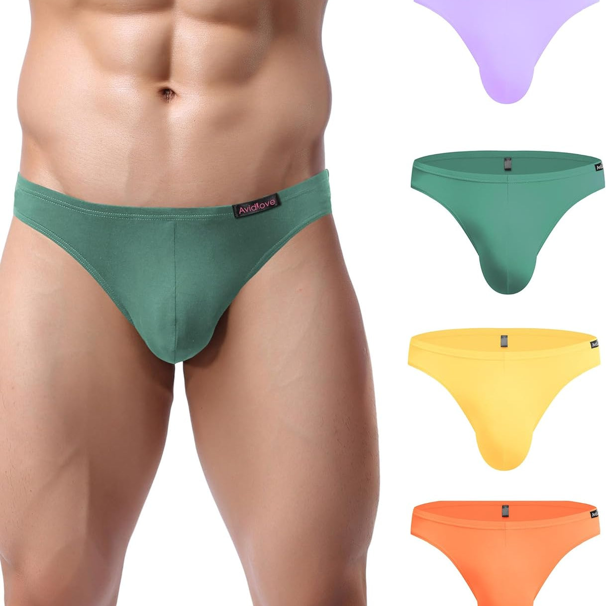 Men's low-rise hip briefs, green