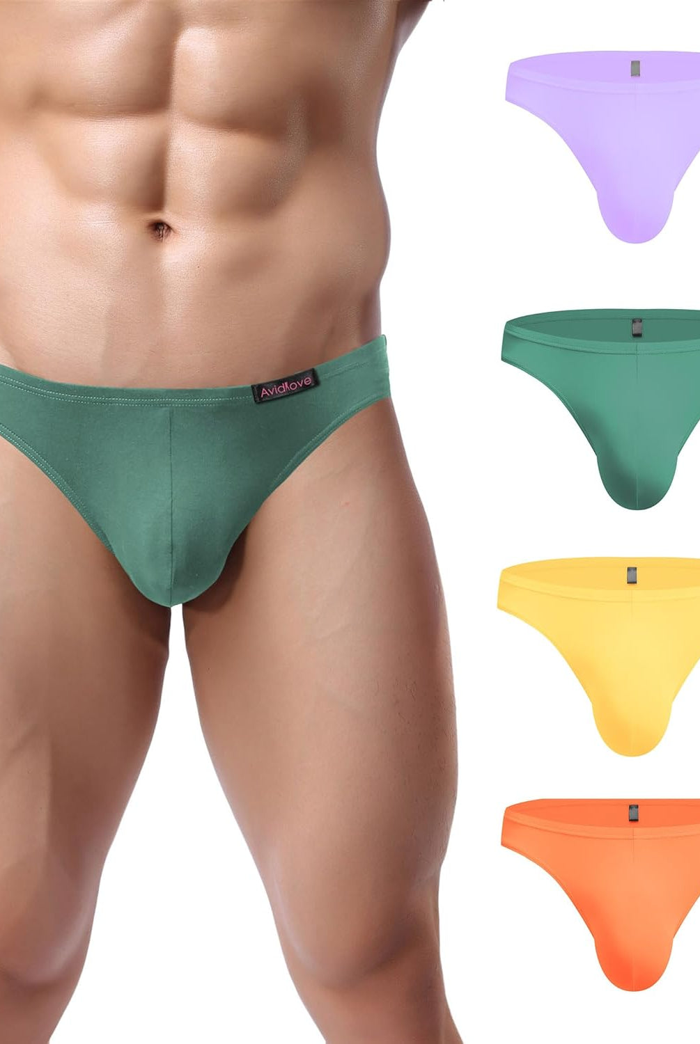 Men's low-rise hip briefs, green