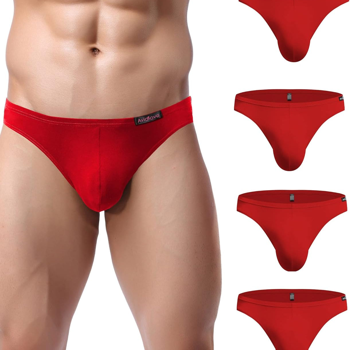Men's low-rise hip briefs, red