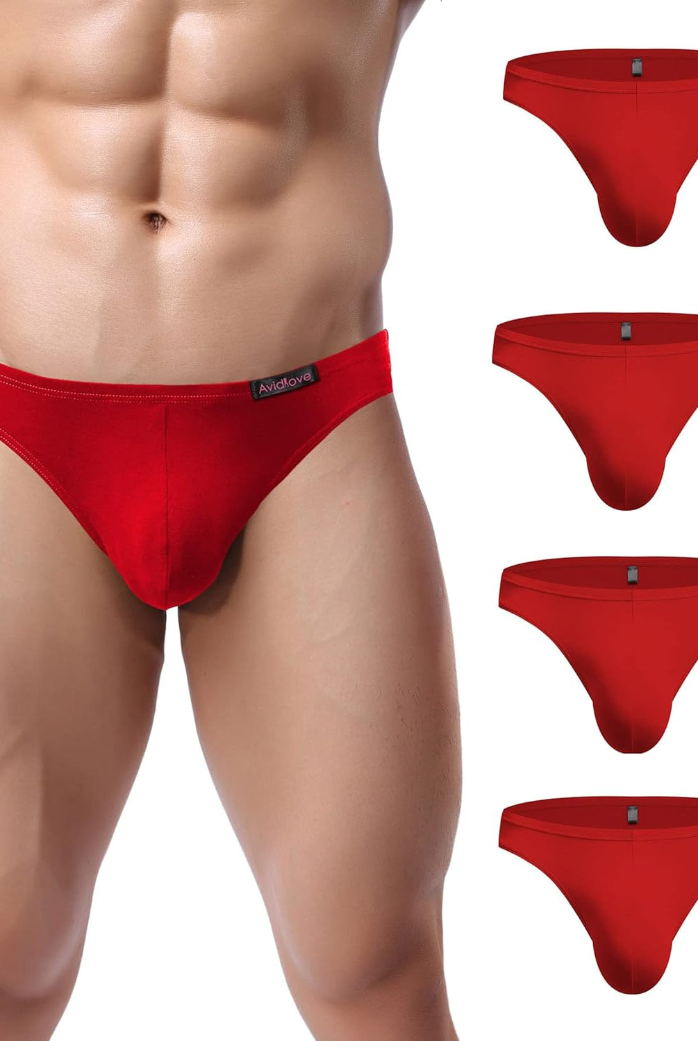 Men's low-rise hip briefs, red