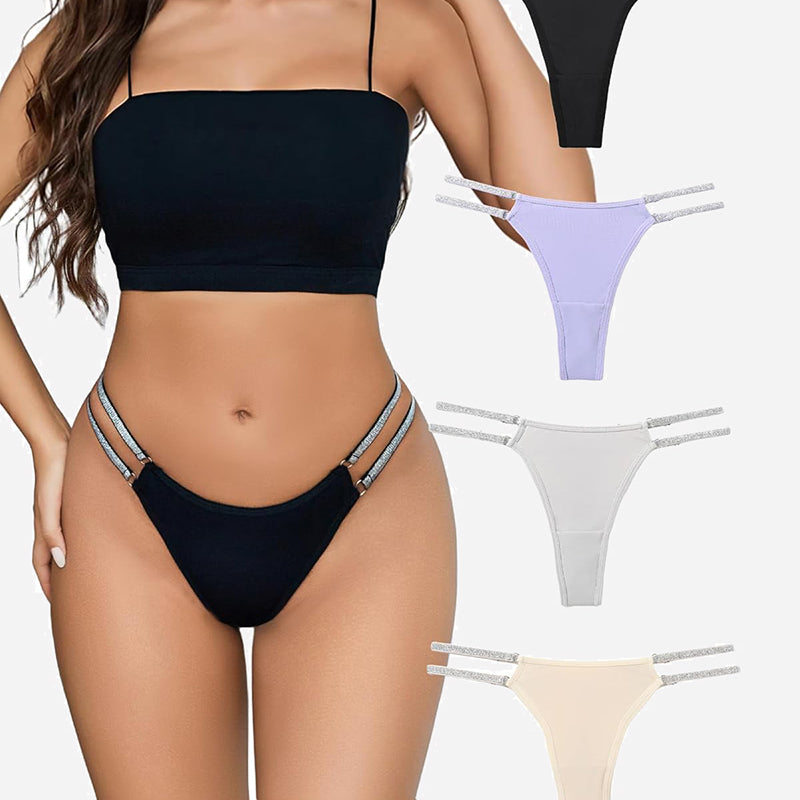 Low waist Brazilian tanga panties with flashing strap details in multiple colors, sexy lingerie