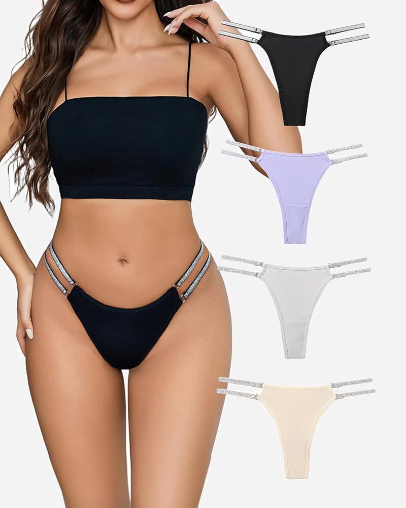 Low waist Brazilian tanga panties with flashing strap details in multiple colors, sexy lingerie