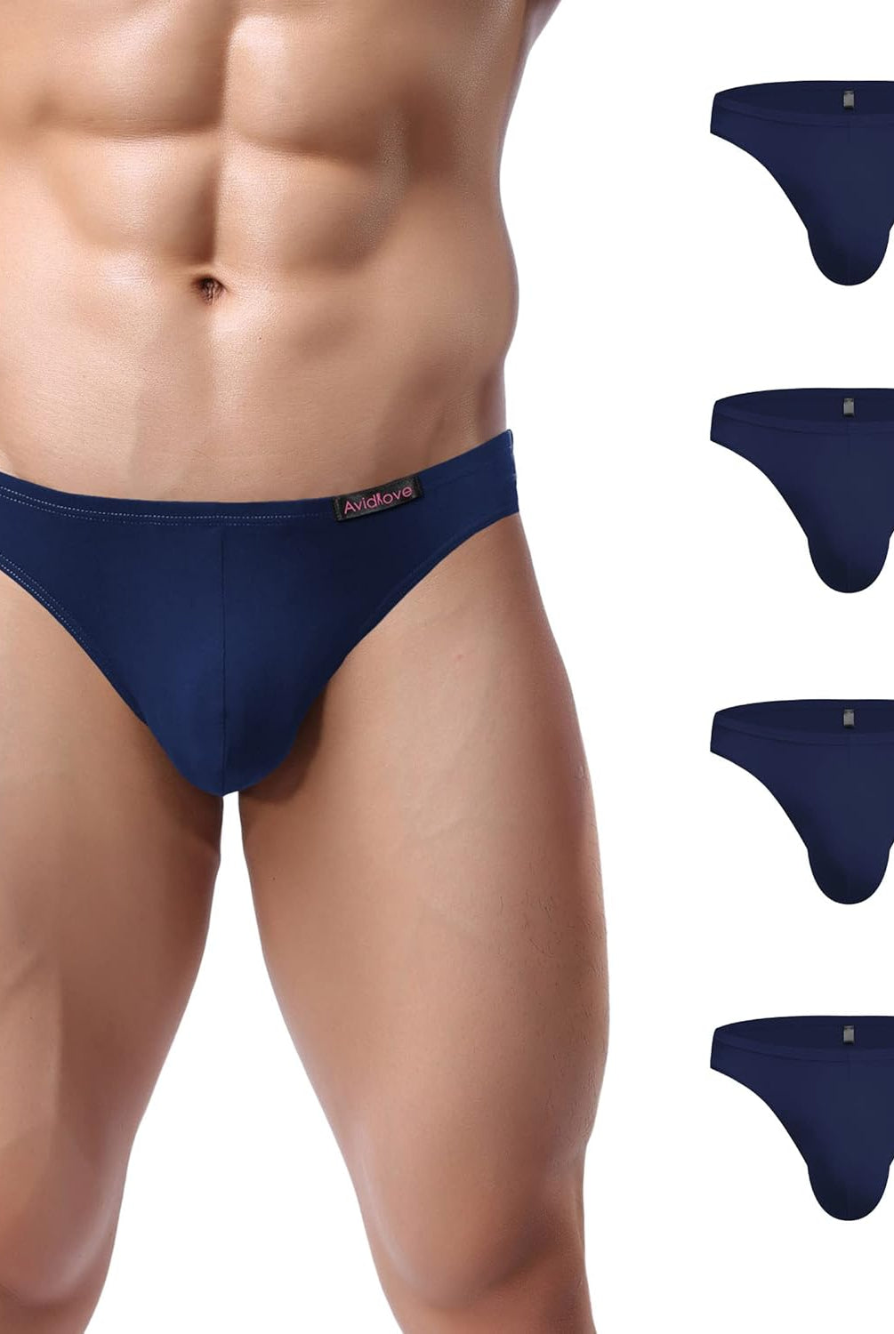Men's low-rise hip briefs in navy blue shades