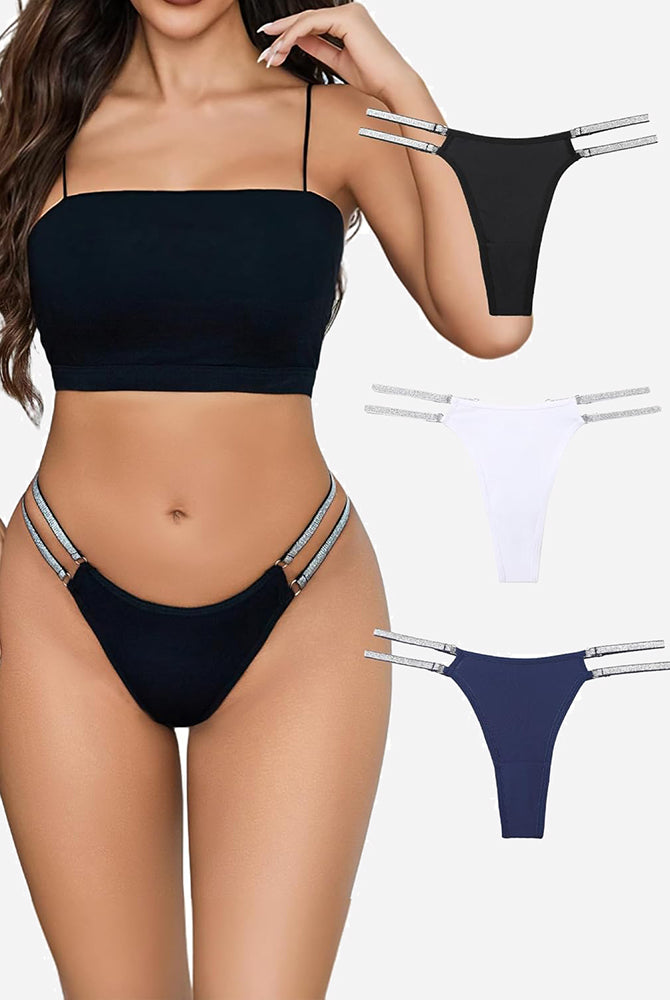 Low waist Brazilian tanga panties with flashing straps in multiple colors. Sexy lingerie.