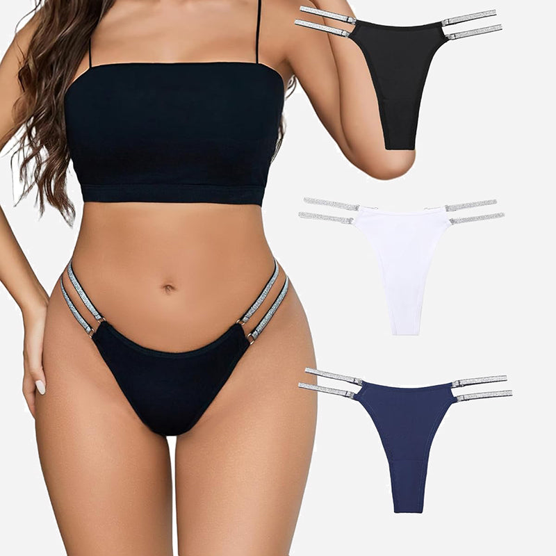 Low waist Brazilian tanga panties with flashing straps in multiple colors. Sexy lingerie.