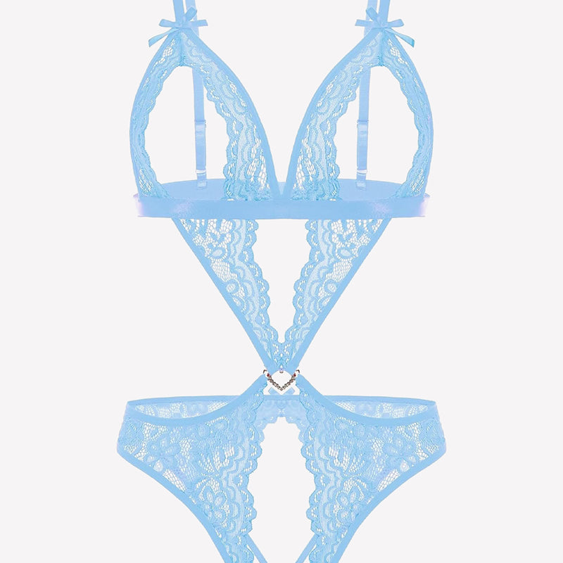 Teddy-Body aus Spitze mit tiefem V-Ausschnitt