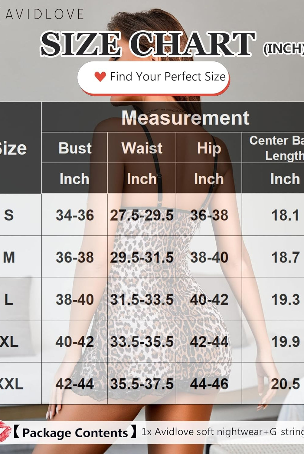 Avidlove Size Chart for Soft Nightwear - Find Your Perfect Fit