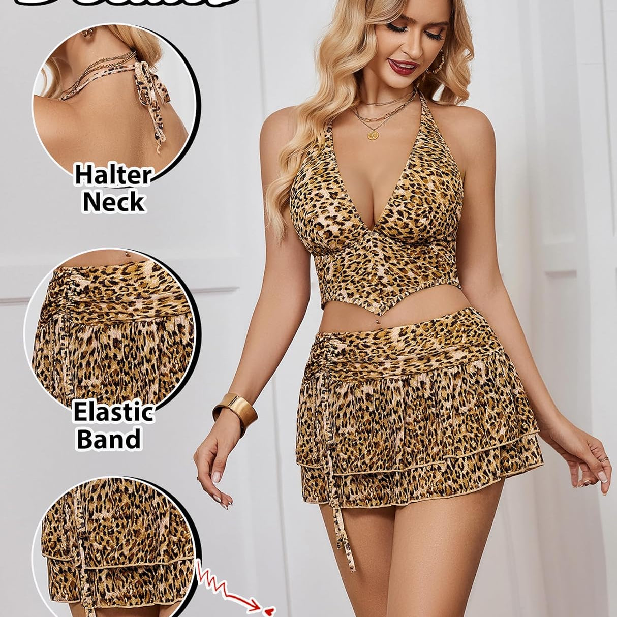 Halter Backless Tank Top Mini Skirt Set