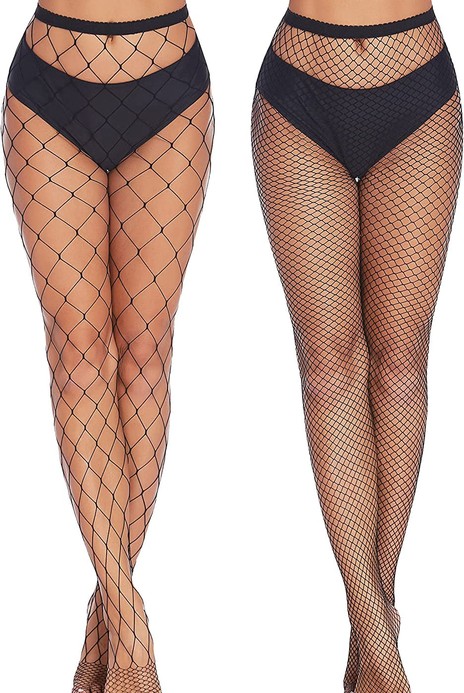Black fishnet stockings, diamond net, for confident plus size appearance. Perfect for outfits.