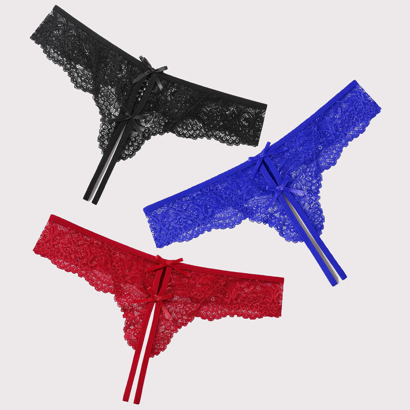 Lace Thongs Panties with Cute Bow