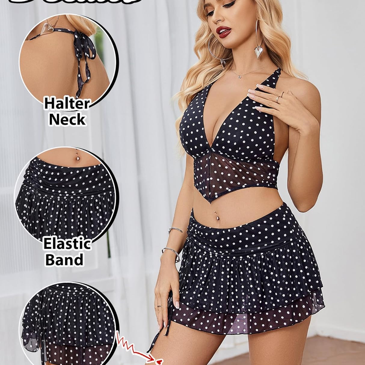 Halter Backless Tank Top Mini Skirt Set
